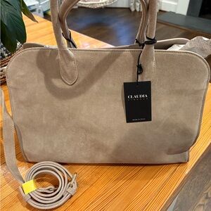 Claudia Firenze Taupe Suede Margaux Row Bag Inspired NWT